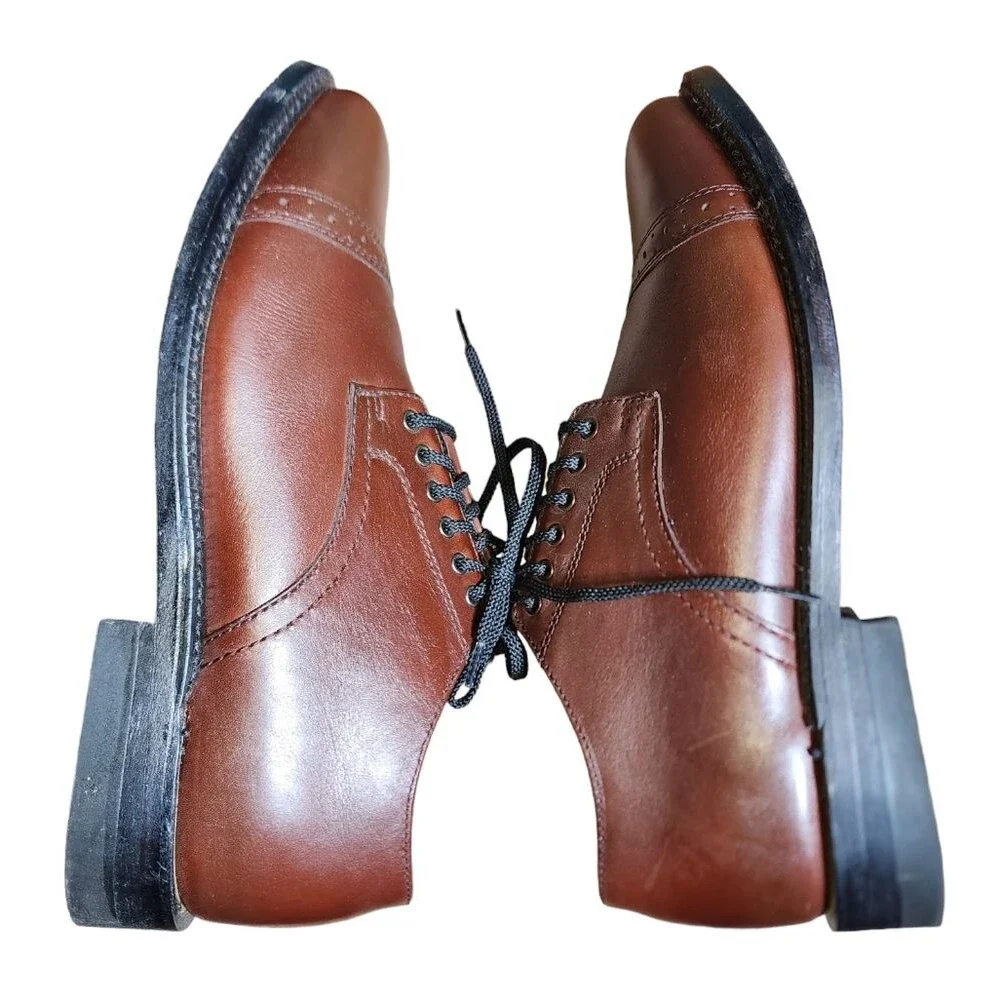 Executive Imperials Style 607503 Brown‎ Leather Cap Toe Oxfords Size 8EE